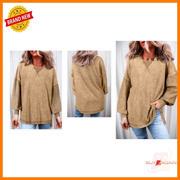 Oversized Crewneck Sweatshirt Long Sleeve Chic Minimal Classic Y2K Retro - Picture 6 of 6